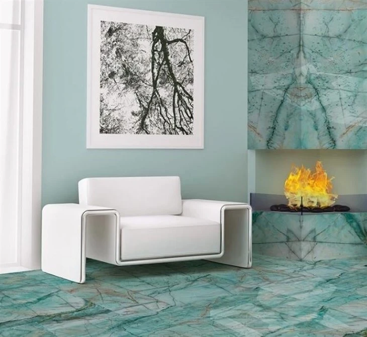 Green Da Vinci Quartzite flooring and wall decor